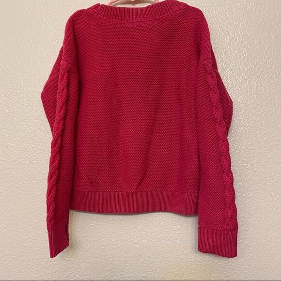 Gap kids Girl’s hot pink chunky cable knit thick fisherman sweater M 5-6 old - Picture 3 of 9